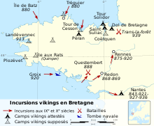 Carte montrant la localisation du volcan aux Philippines au milieu des incursions vikings en France.