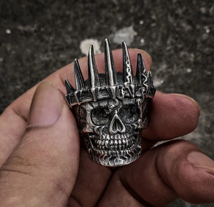 Bague skull king crown