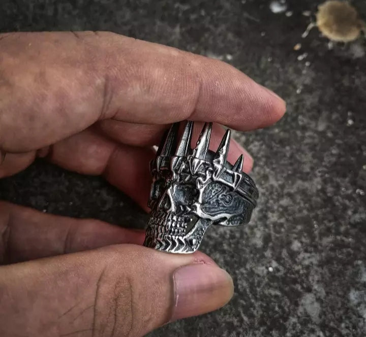 Bague skull king crown