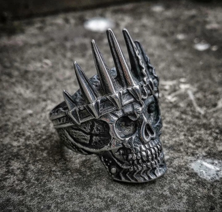 Bague skull king crown