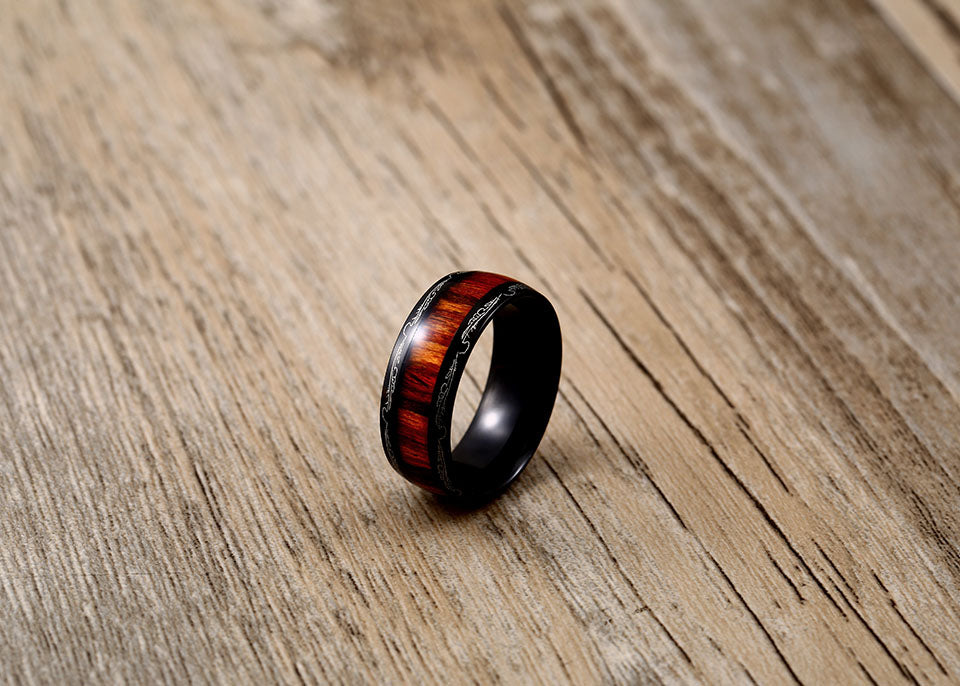 Bague viking - acier - bois