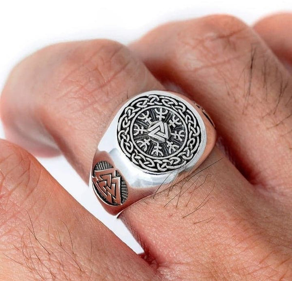 Bague viking - Ægishjálmur - valknut