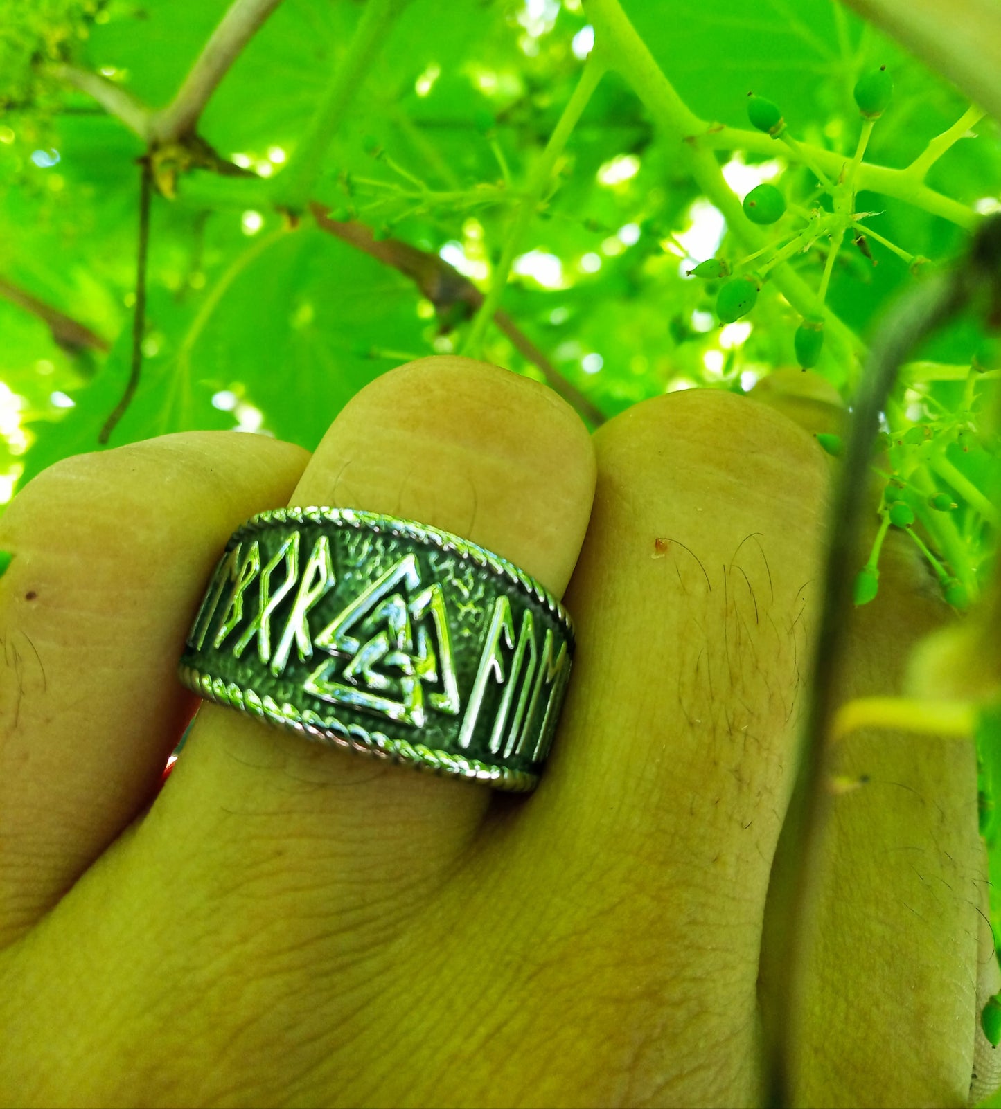 Bague viking - Valknut - runique