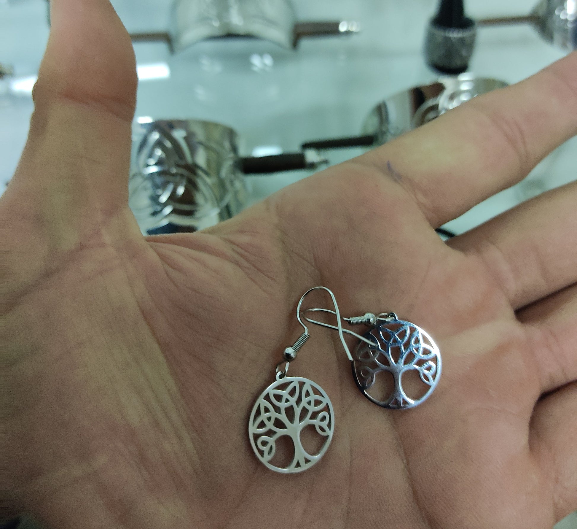 Boucles d’oreilles Arbre de Vie - argent / acier inoxydable