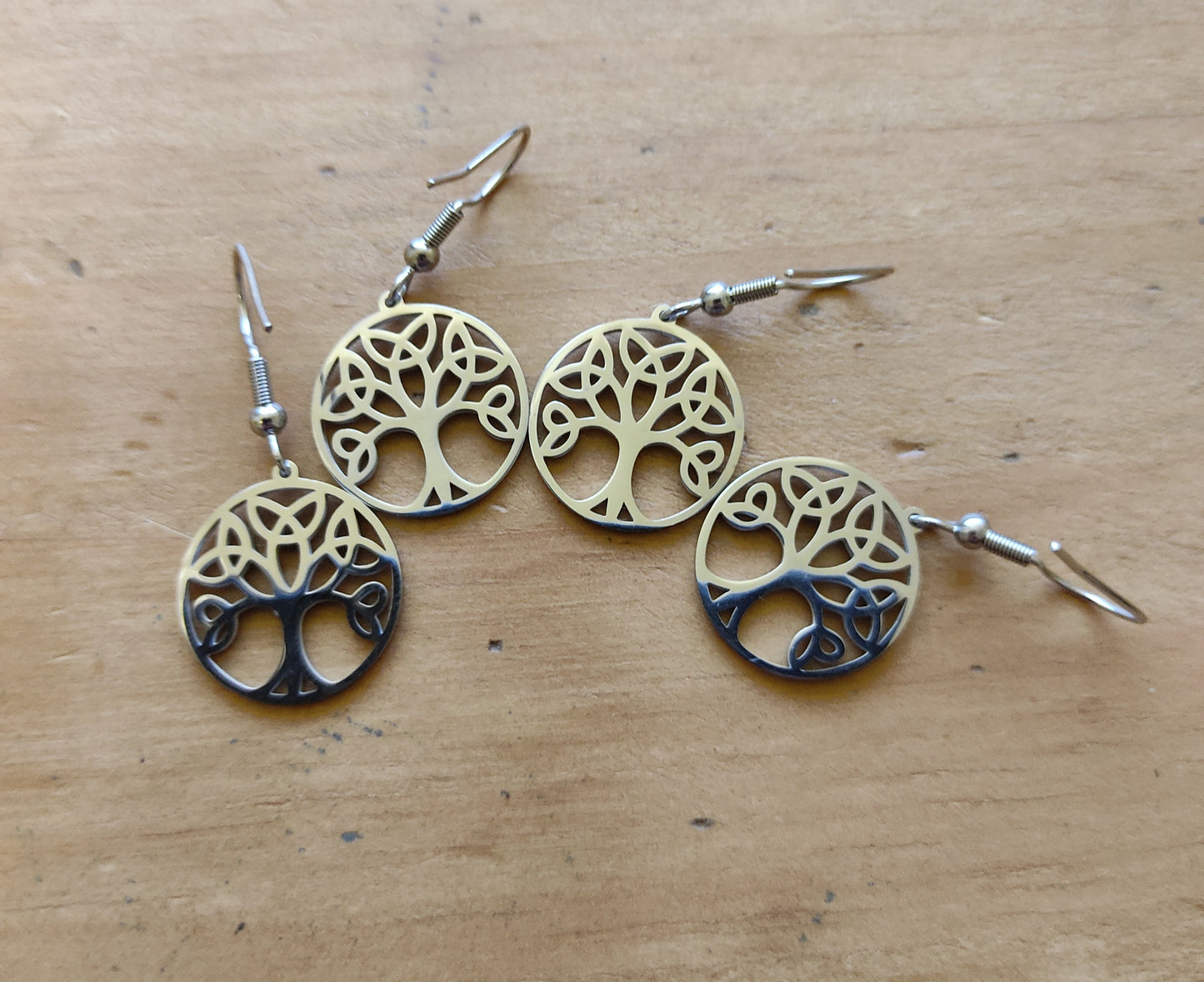 Boucles d’oreilles Arbre de Vie - argent / acier inoxydable