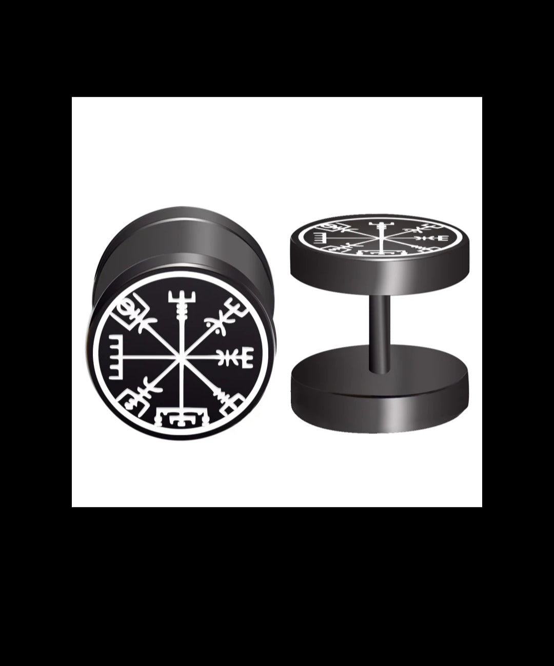 boucles d’oreilles Vegvisir - noir / acier inoxydable