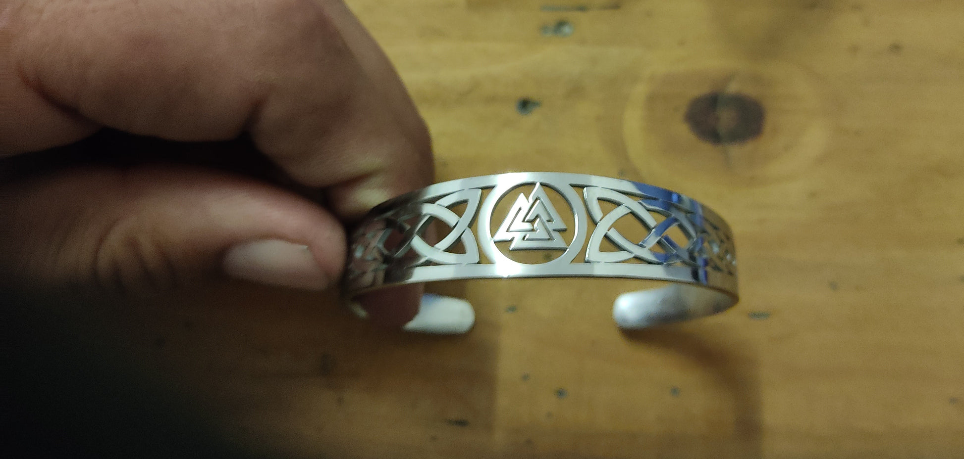 Bracelet femme triskel et valknut - Argent / Acier