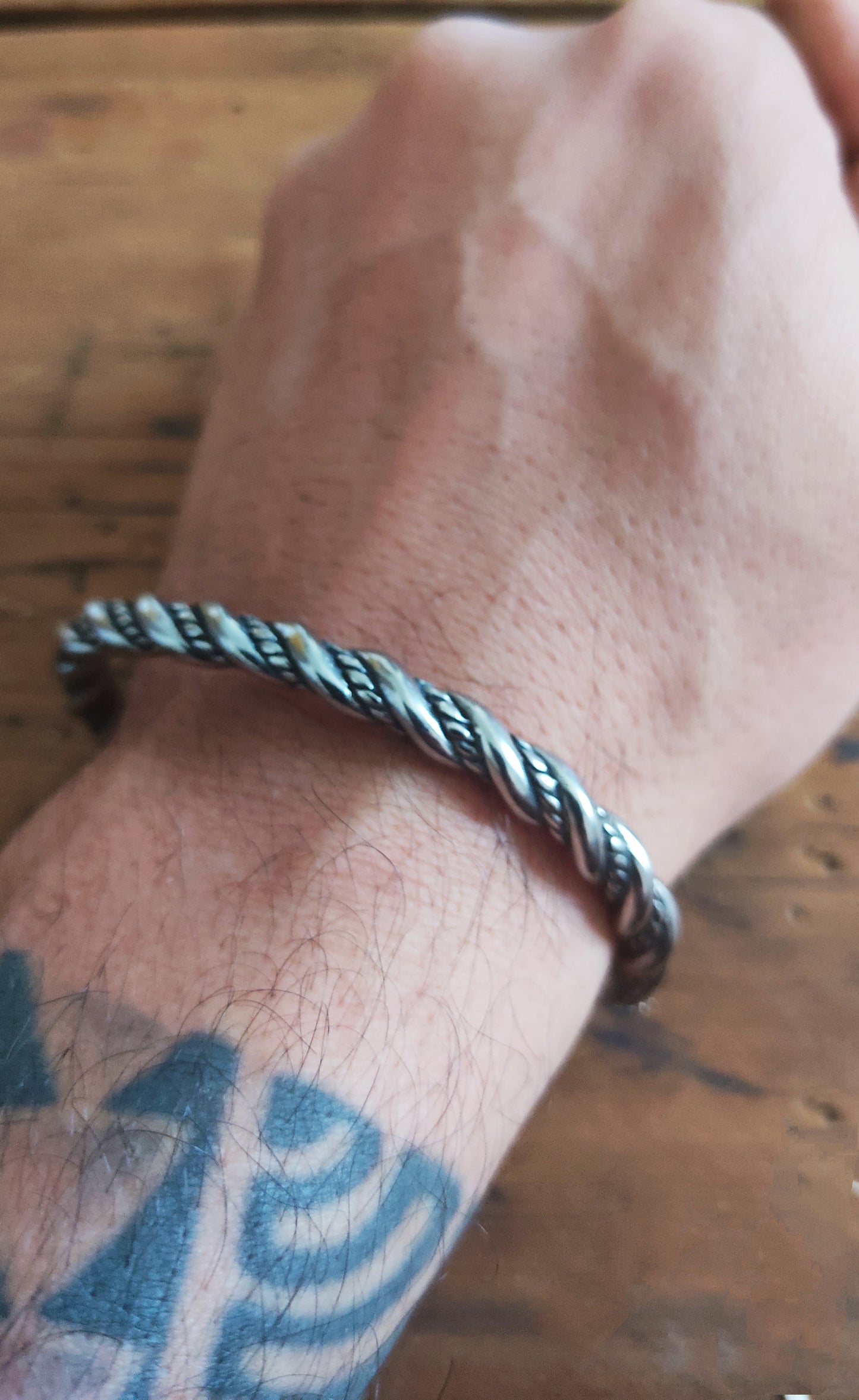 Bracelet viking - torque / odin acier inoxydable - argent