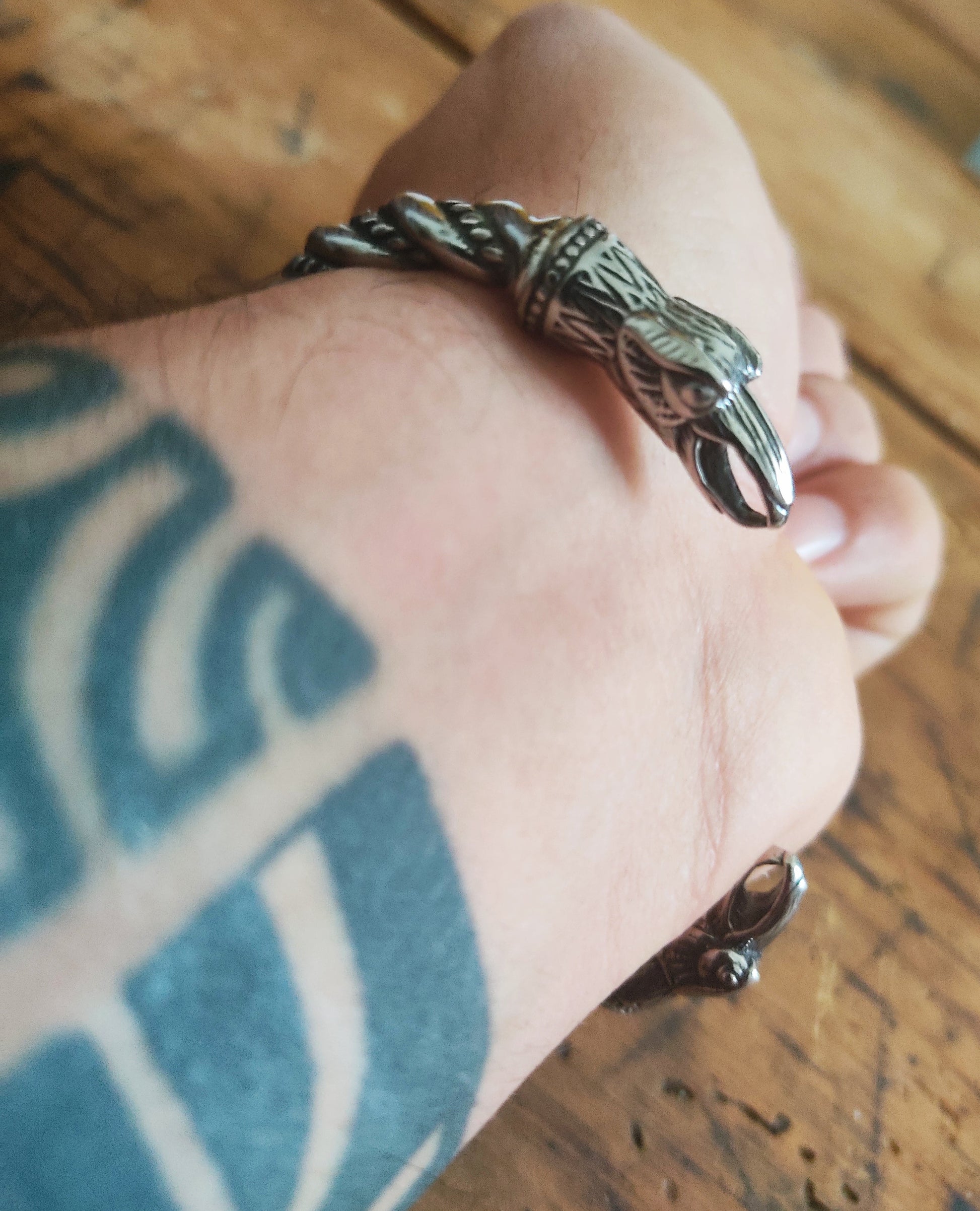 Bracelet viking - torque / odin acier inoxydable - argent