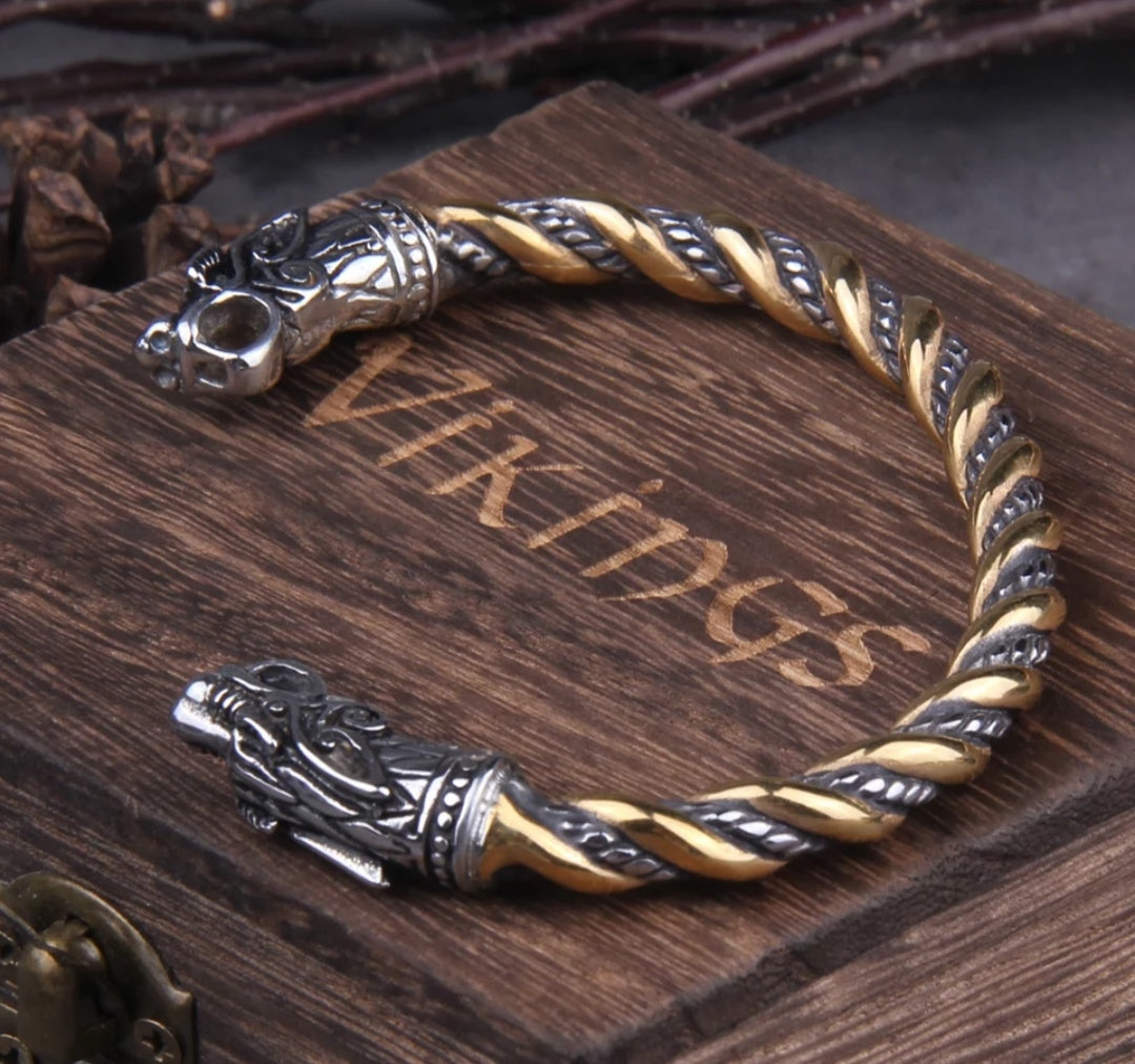 Bracelet viking - torque or / argent - or - argent / Acier