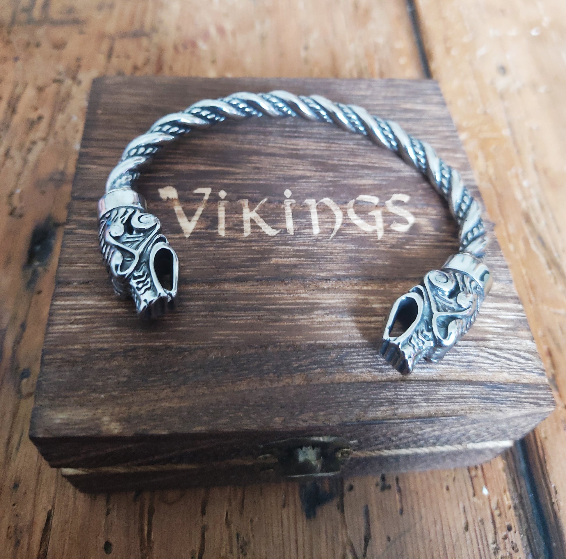 Bracelet Viking - torque/Ragnar acier inoxydable - argent