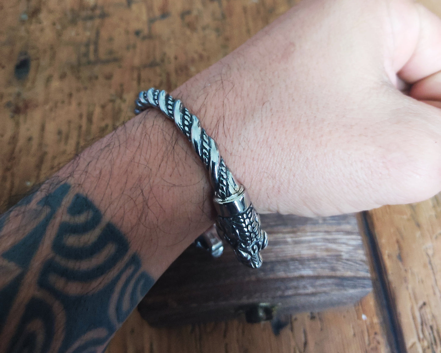 Bracelet Viking - torque/Ragnar acier inoxydable - argent