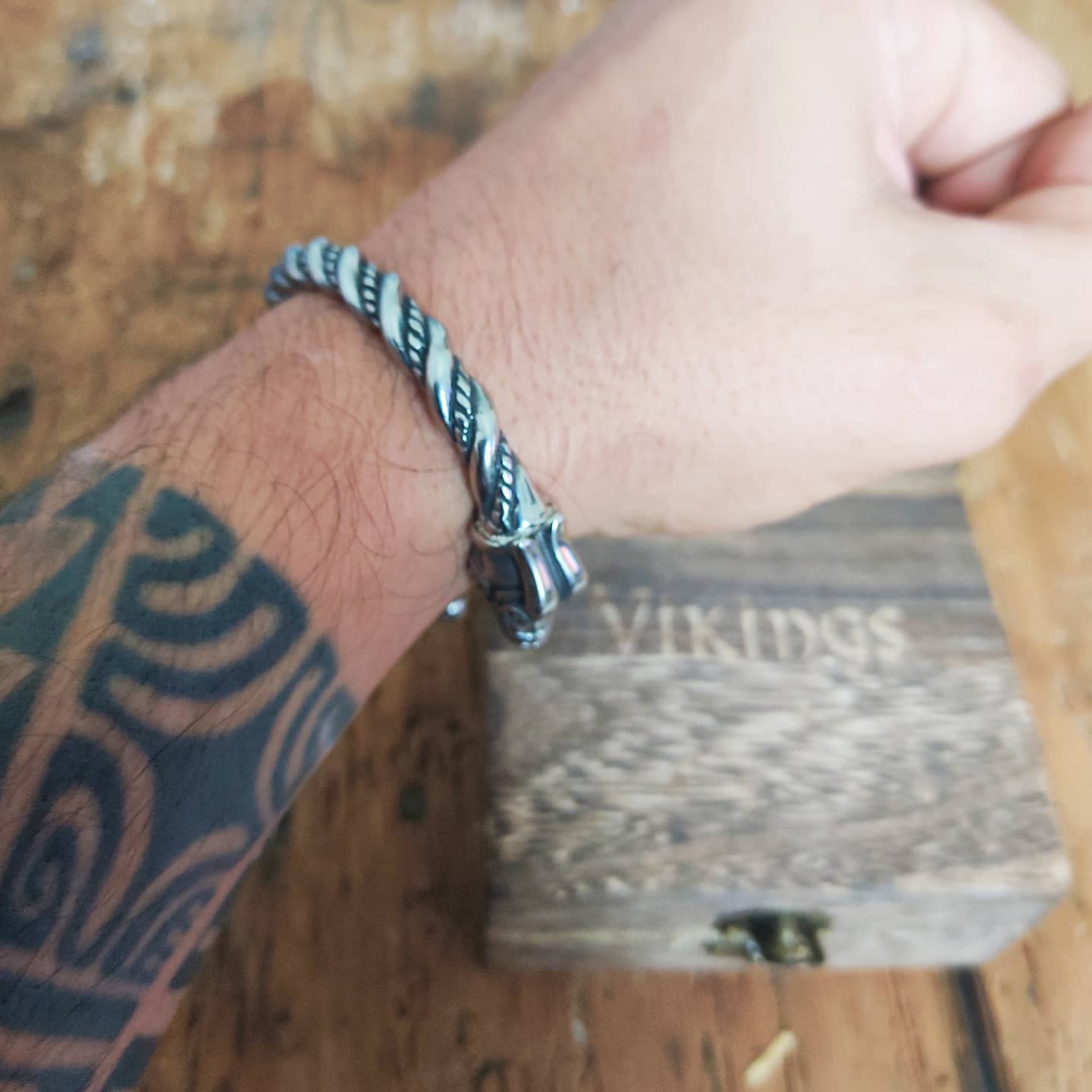 Bracelet viking - torque/ubbe acier inoxydable - argent