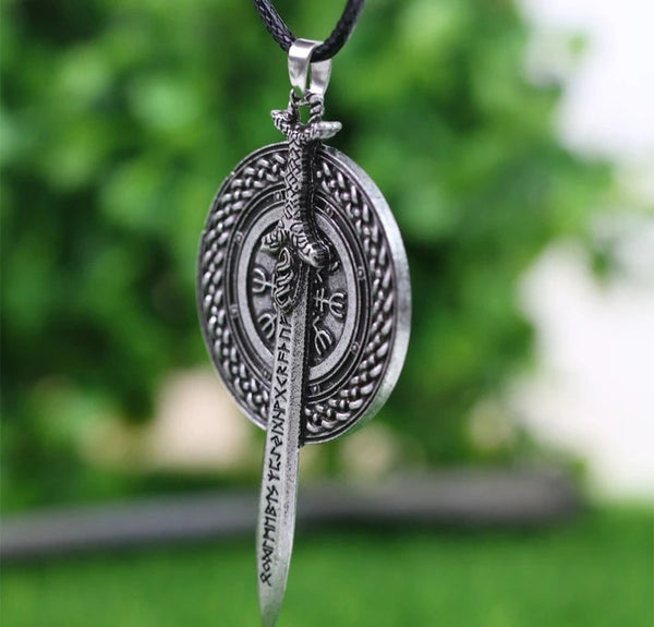 Collier viking - sword - runes - Acier non inoxydable