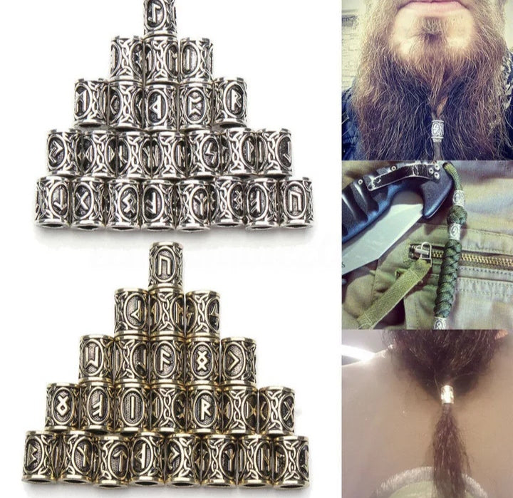 lots 24 Perles viking - Barbes & Cheveux & Runes